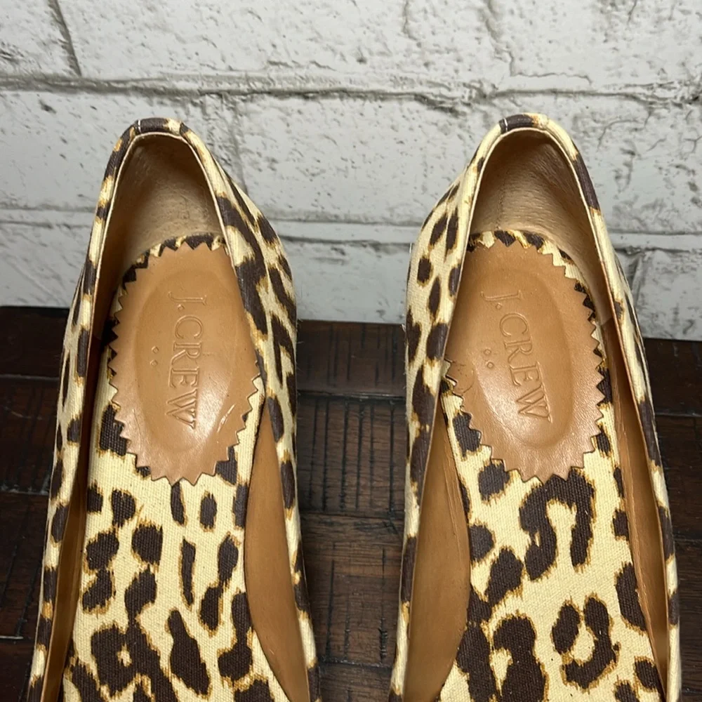 J Crew Seville Espadrilles brown leopard animal print heels